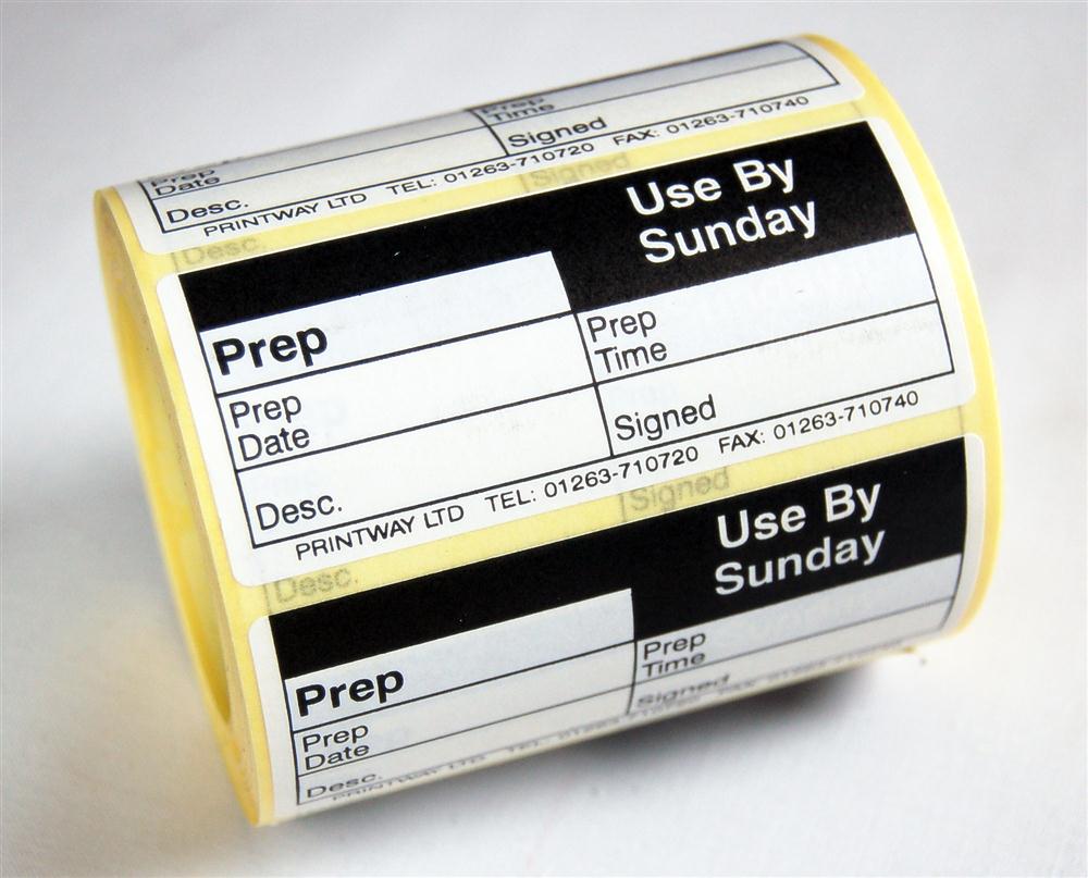 Blank (Prep day blank) label - use by Sunday - Food Preparation Labels ...