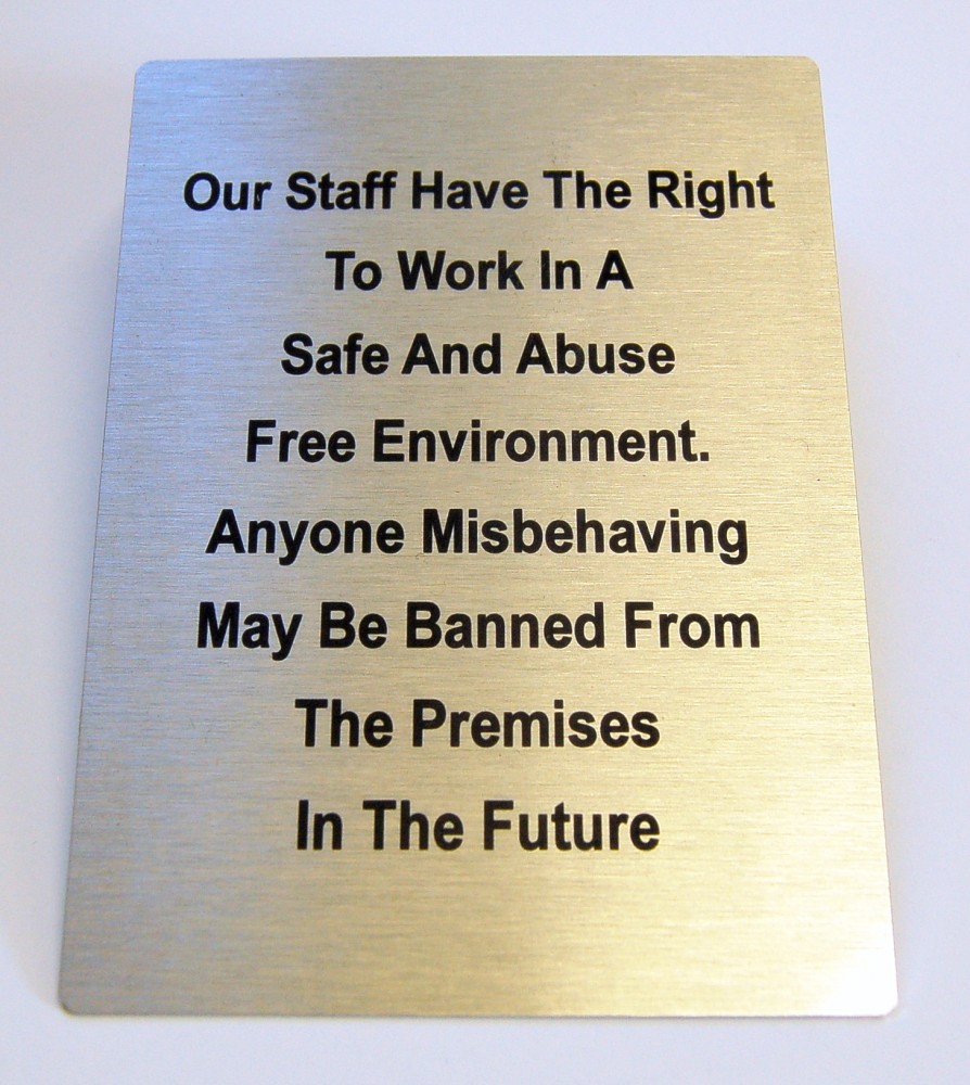 Generic Aluminium "Staff Rights" Sign (100x140mm) Pre Printed Signs