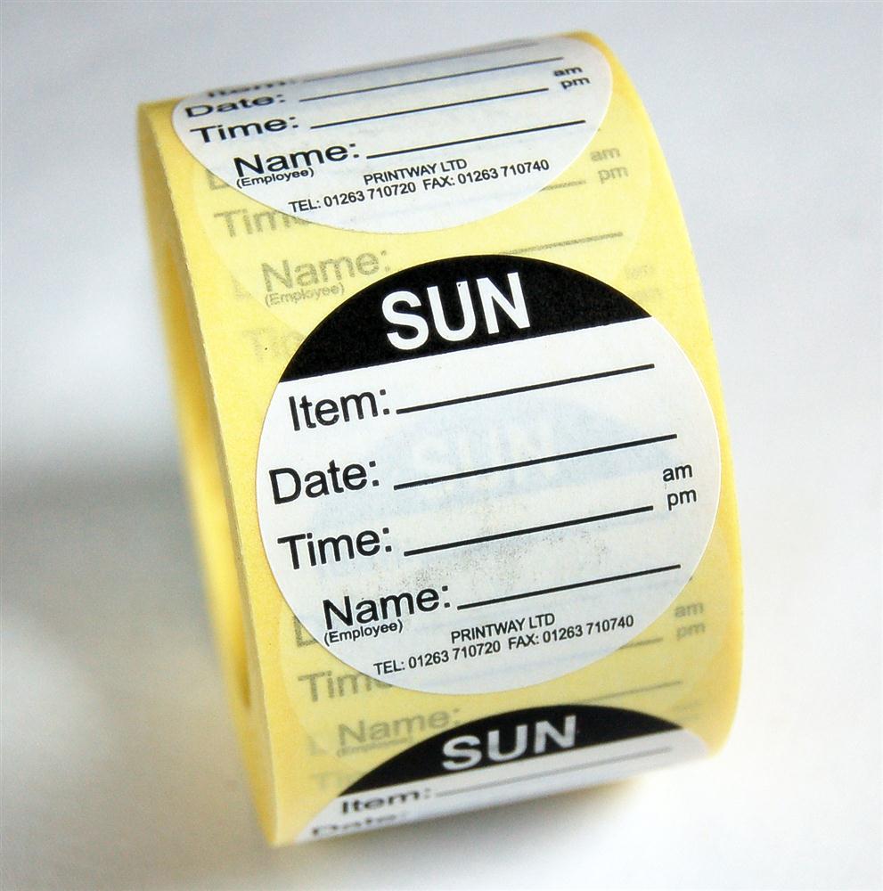 Peelable Combo / Prep use by Sunday Food Preparation Labels Printway