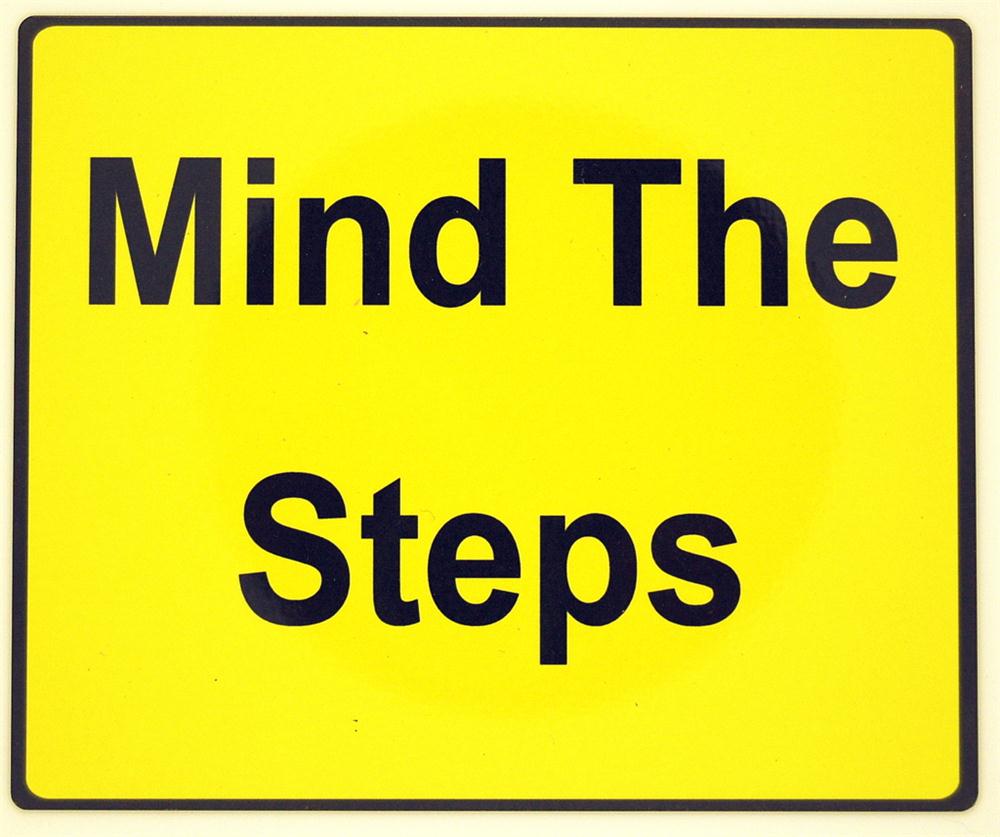 Yellow Mind The Step Sign (152x125mm) - Pre Printed Signs || Printway
