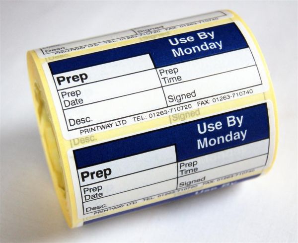 Blank (Prep day blank) label - use by Monday