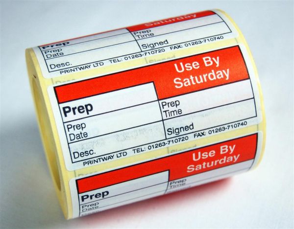 Blank (Prep day blank) label - use by Saturday