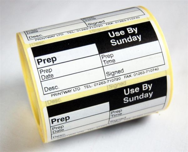 Blank (Prep day blank) label - use by Sunday