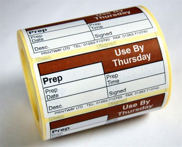 Blank (Prep day blank) label - use by Thursday