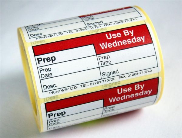 Blank (Prep day blank) label - use by Wednesday