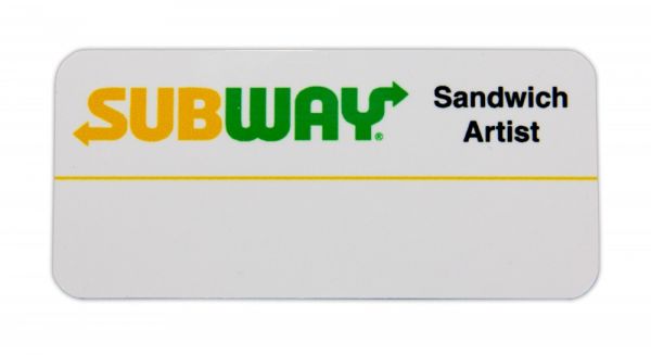 Sandwich Artist Reusable Name Badges with New Subway Logo