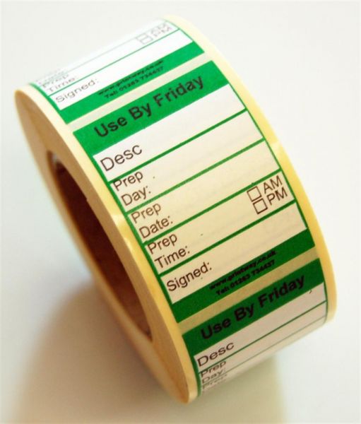 Peelable Midi Food Preparation Label - Friday