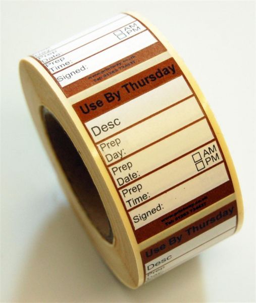 Peelable Midi Food Preparation Label - Thursday