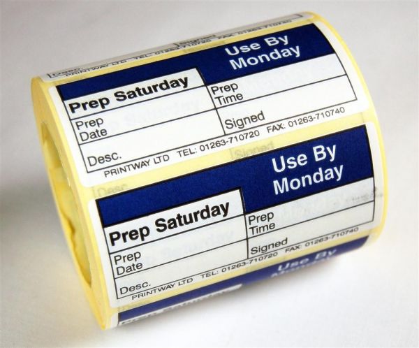 Prep Day Printed label - use by Monday