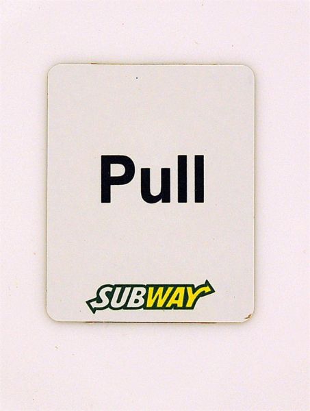 Subway White Pull Sign (Small) 40 x 50mm