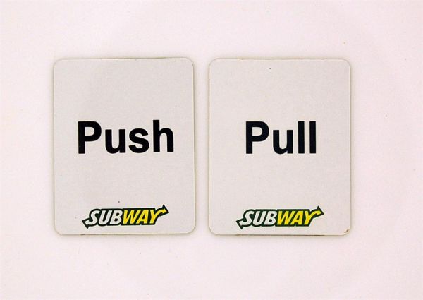 Subway White Push & Pull Sign Set (Small) 40 x 50mm