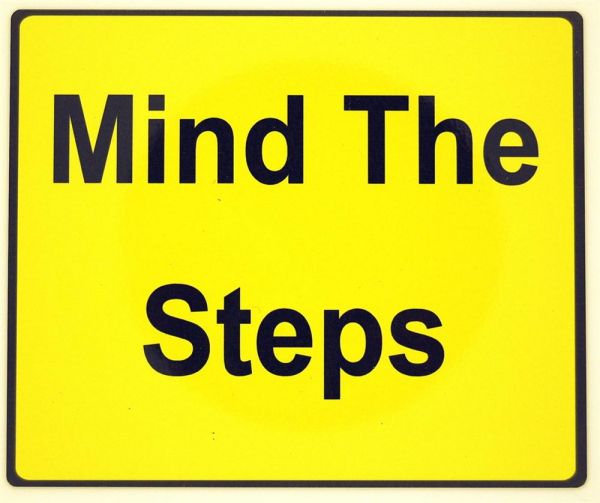 Yellow Mind The Step Sign (152x125mm)