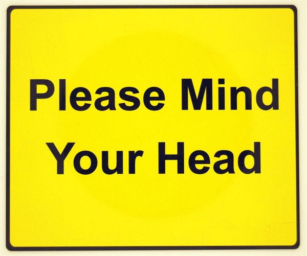 Yellow Please Mind Your Head Sign (155x130mm)